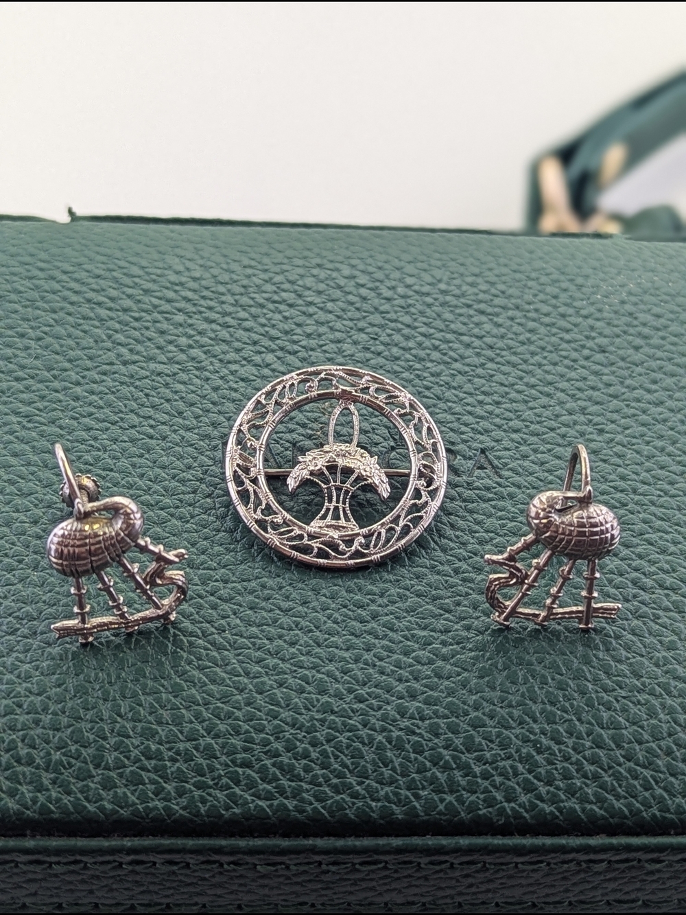 ✨ Sterling Silver Scottish Bagpipe Earrings & Openwork Flower Basket Brooch ✨